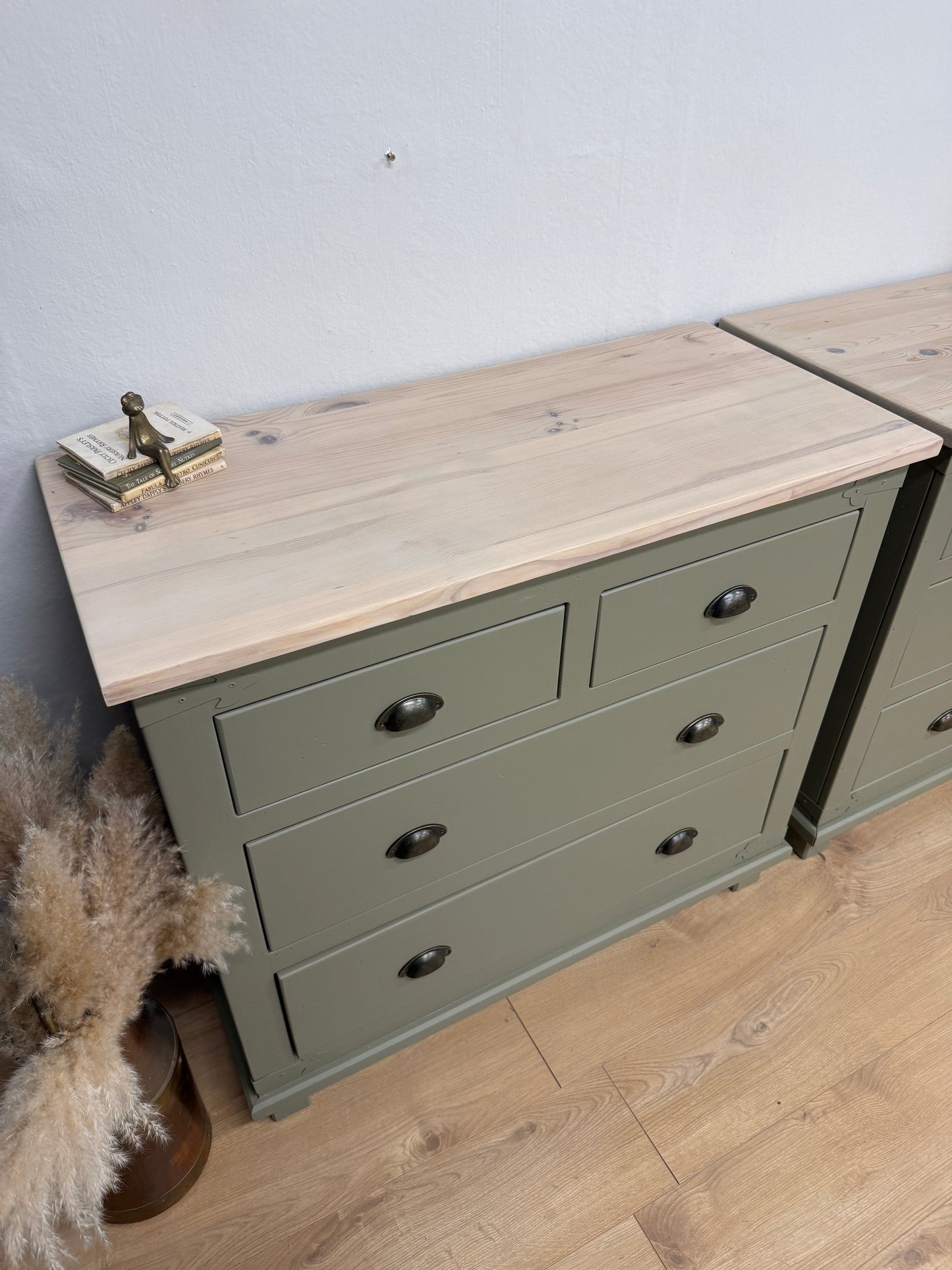 Pair of Rustic Solid Pine Painted Chest of Drawers