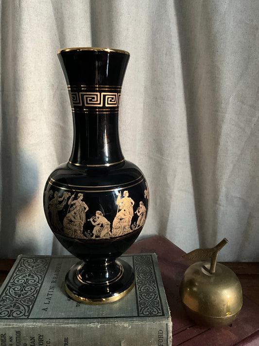 Vintage Greek black and gold vase