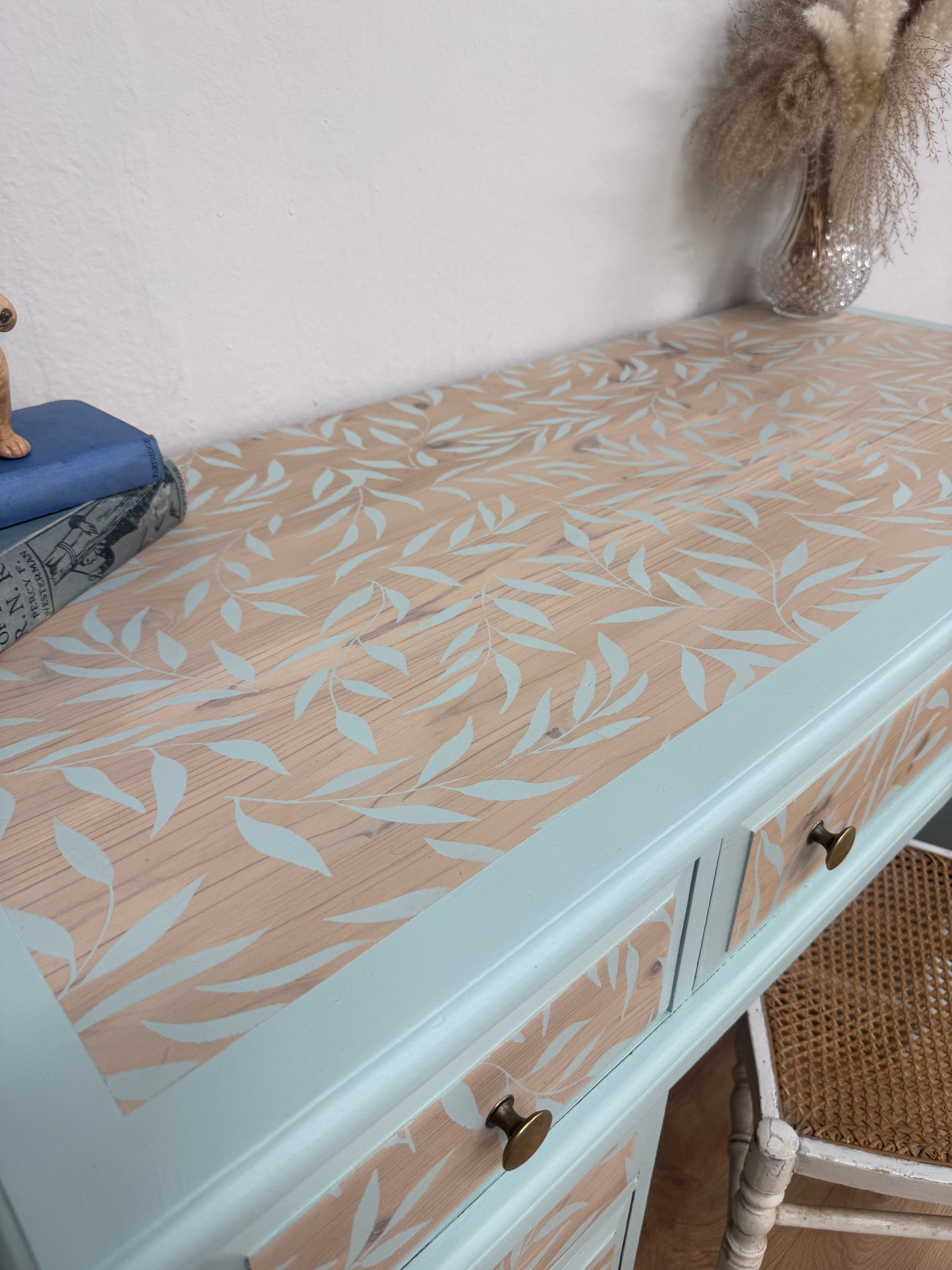 Solid pine painted and stenciled desk