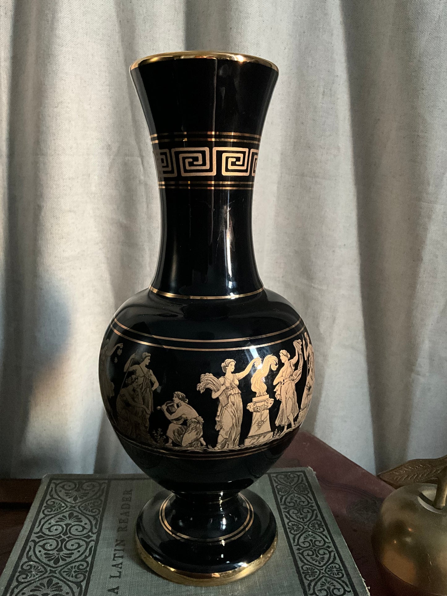 Vintage Greek black and gold vase