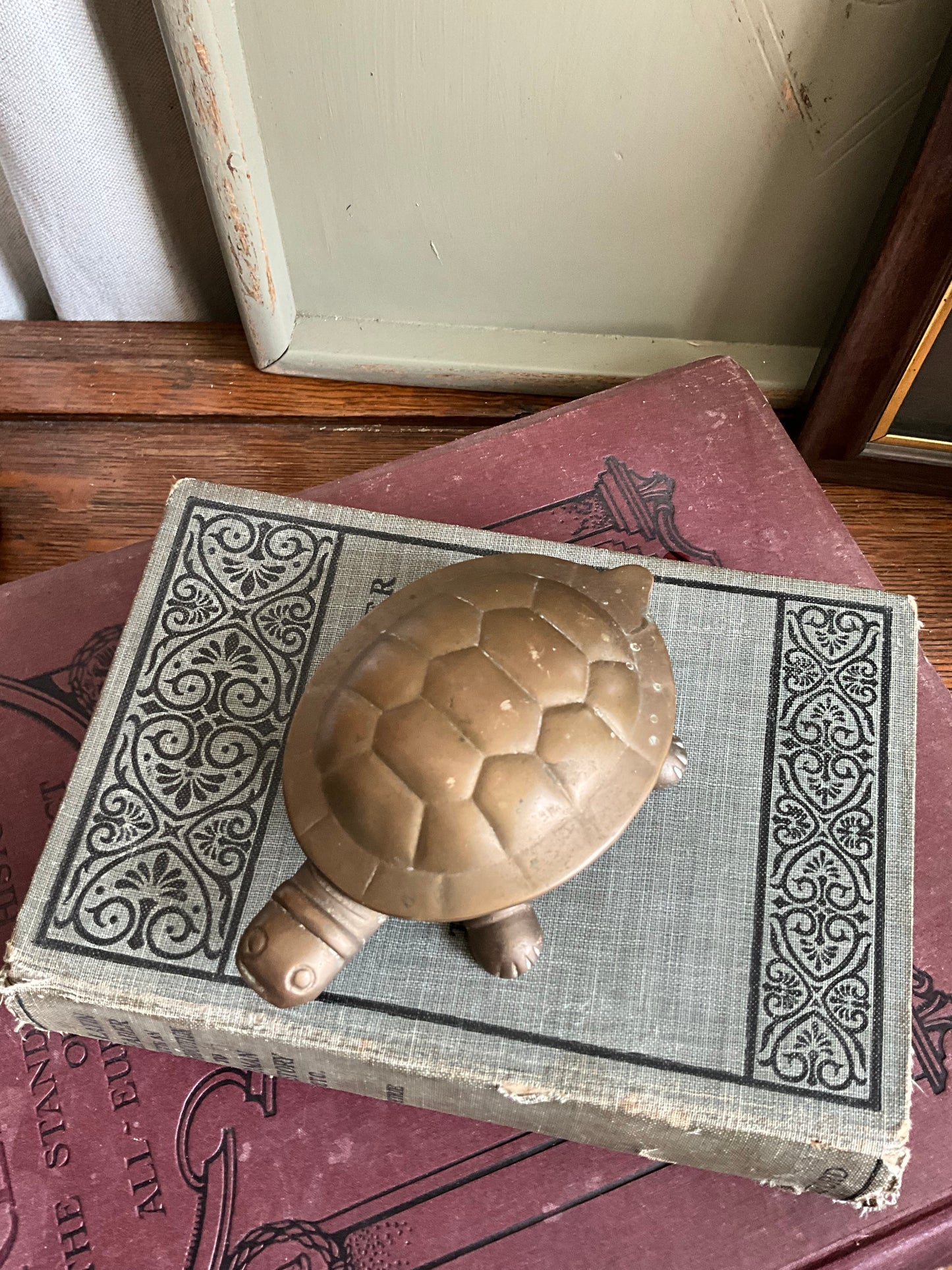 Vintage brass tortoise trinket box