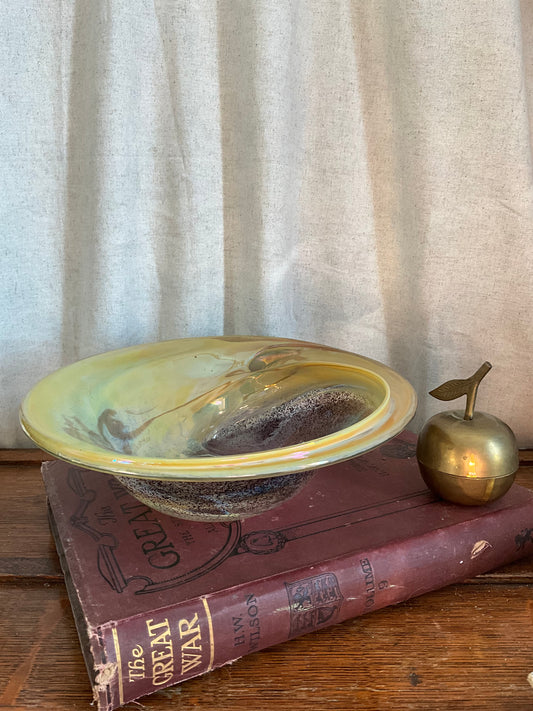 Stunning signed Phil Vickery yellow hand blown bowl