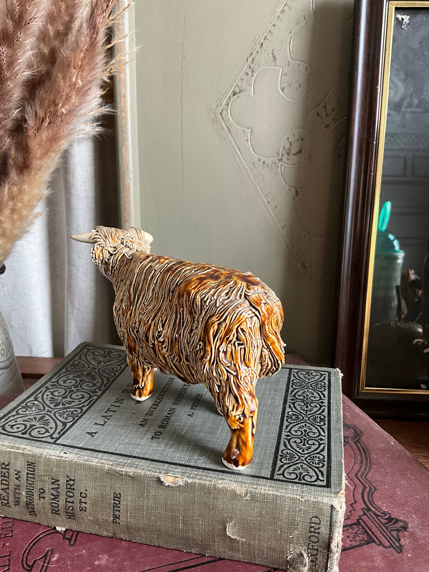 Vintage Scottish pottery cow figurine