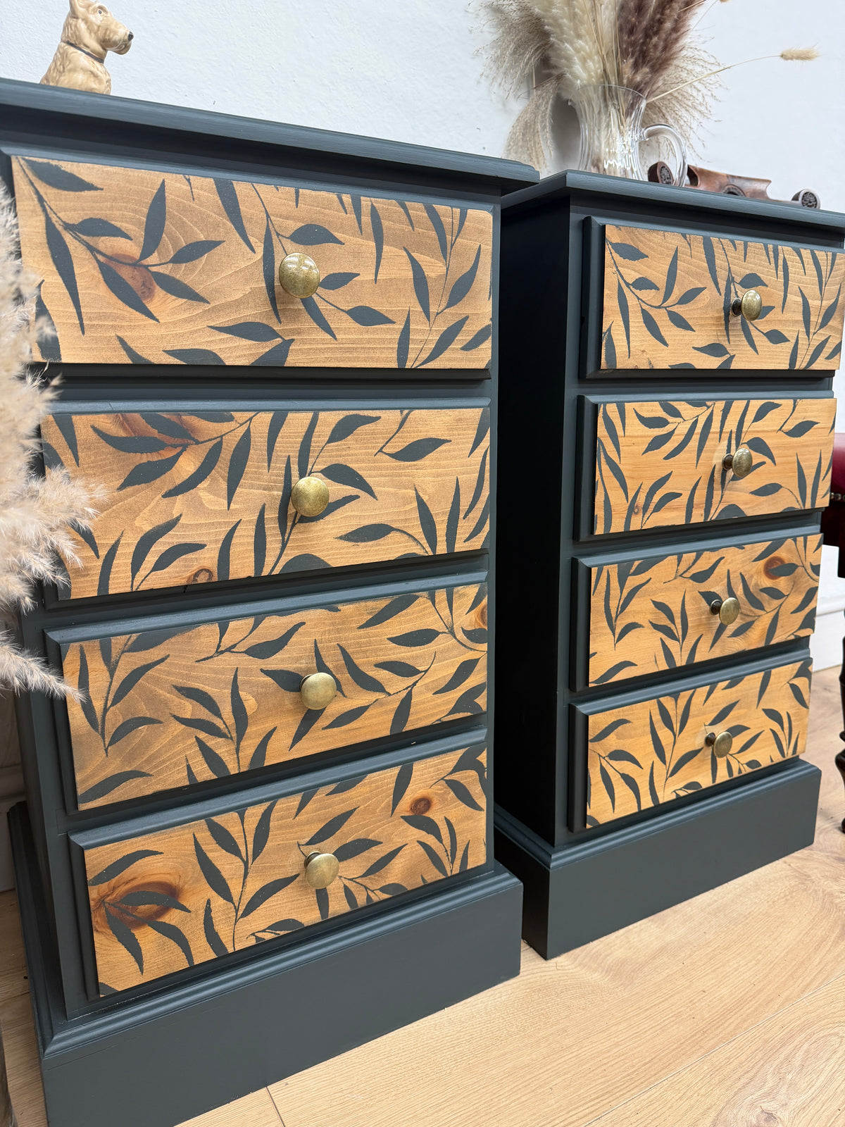 Solid pine painted bedside cabinets