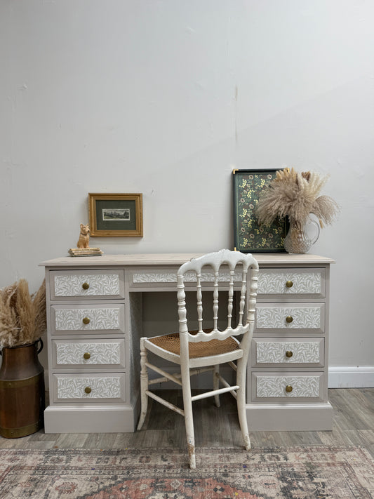 Solid pine dressing table painted with William morris wallpaper