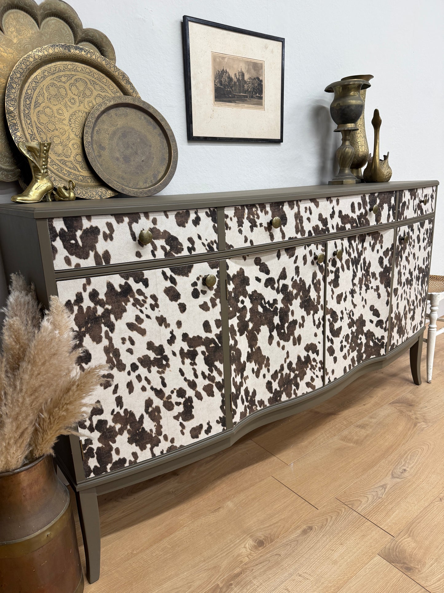 Cow Print Wallpaper Long Sideboard