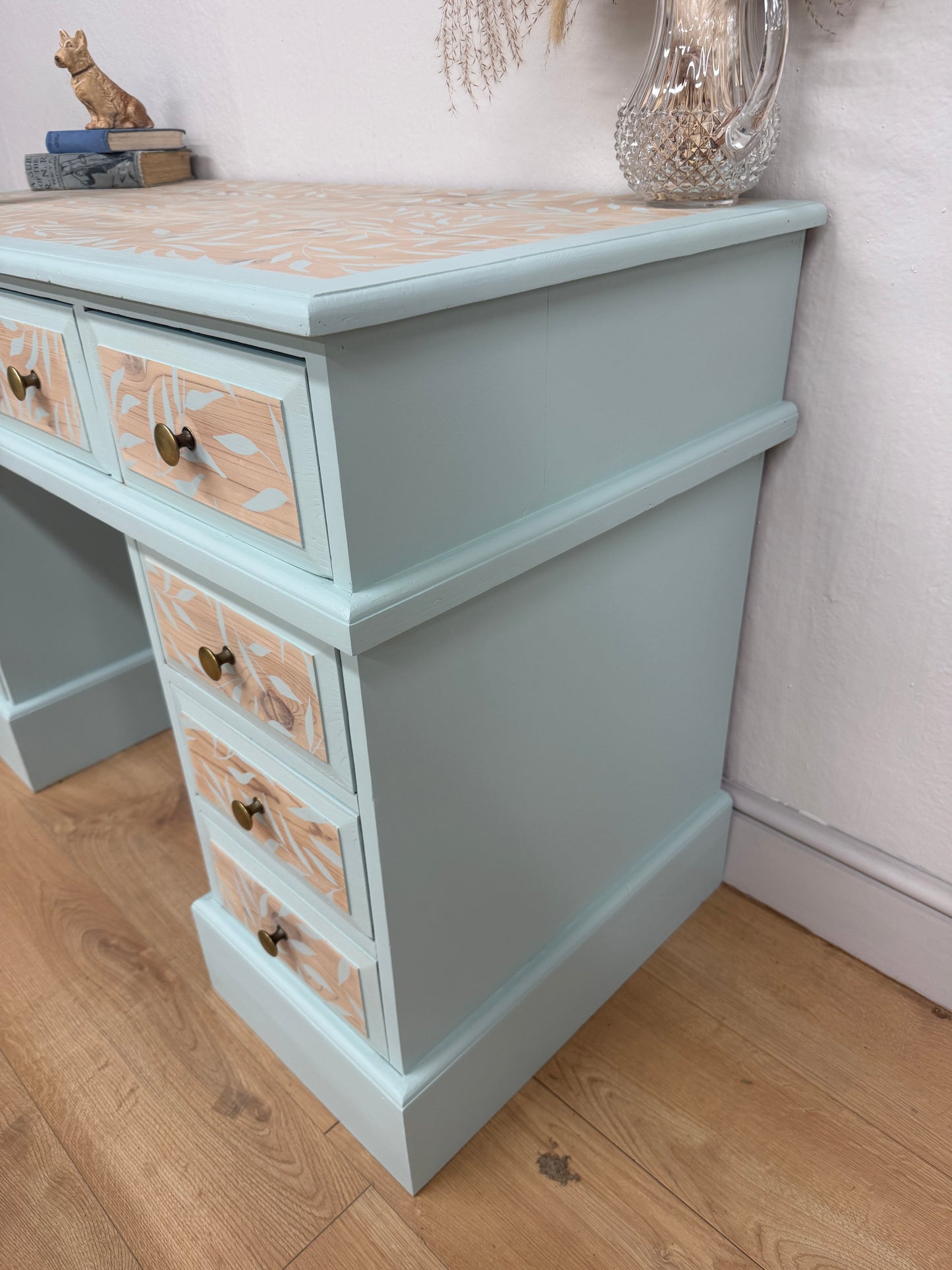 Solid pine painted and stenciled desk