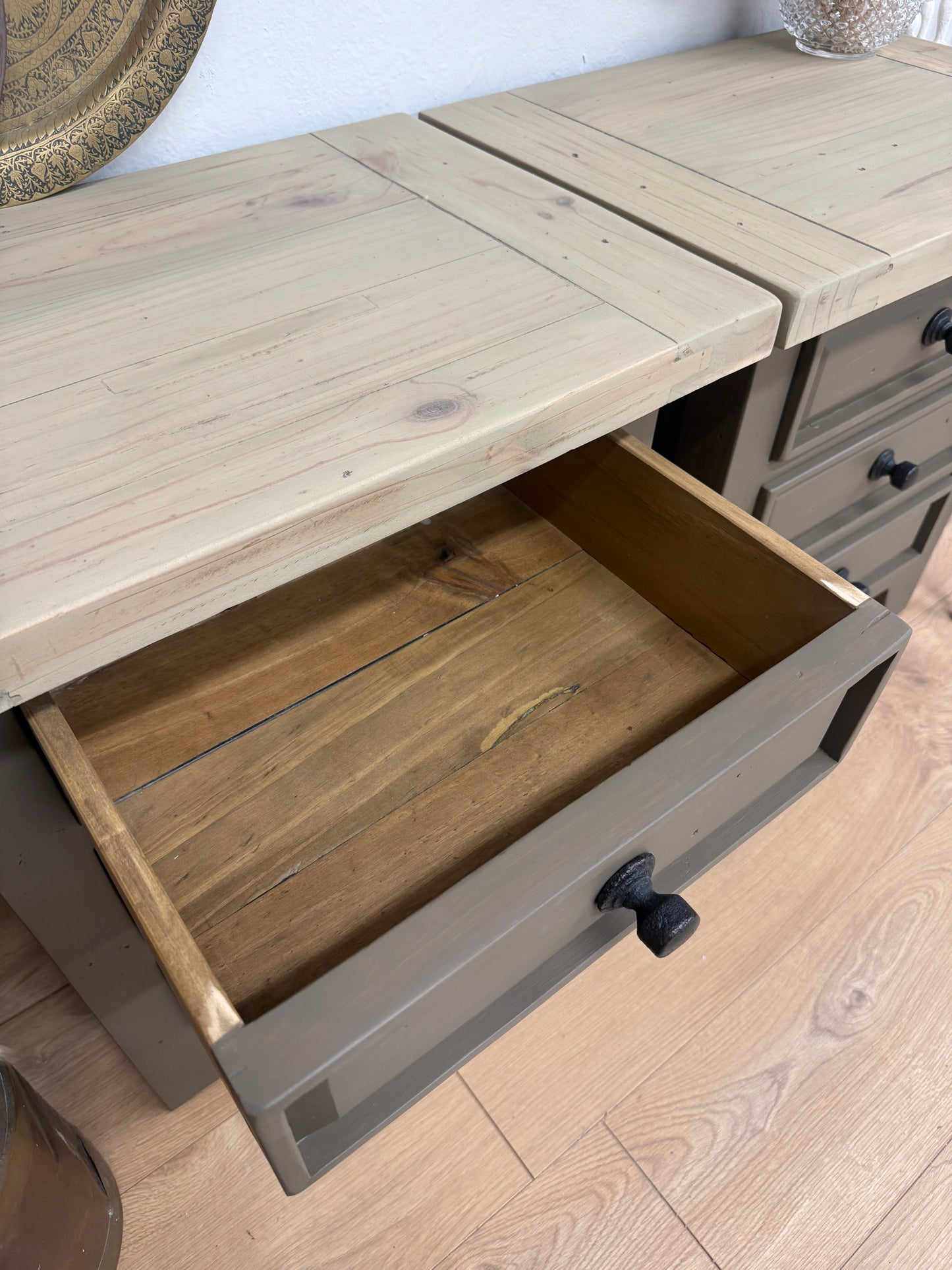 Pair of Rustic painted bedside drawers