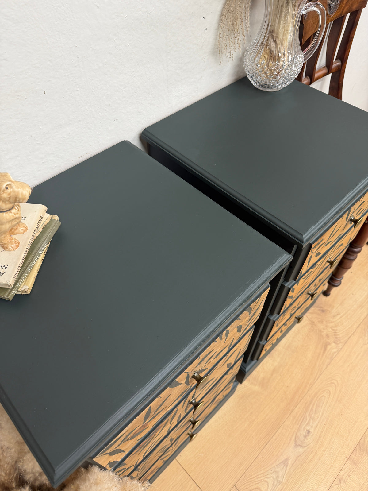Solid pine painted bedside cabinets