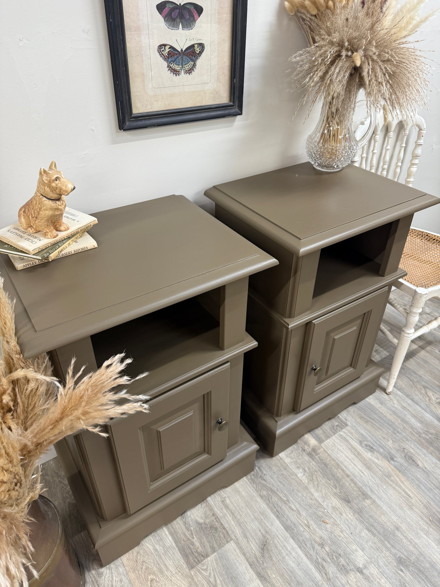 Pair of solid pine painted bedside cabinets