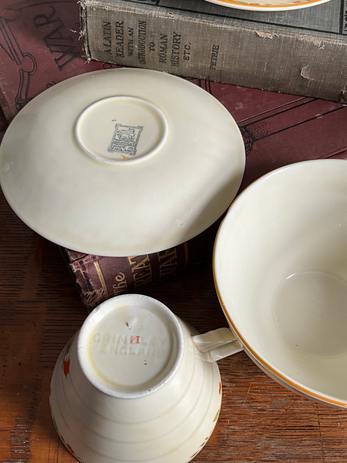 Vintage Grindley pair of teacup and saucer with sugar bowl