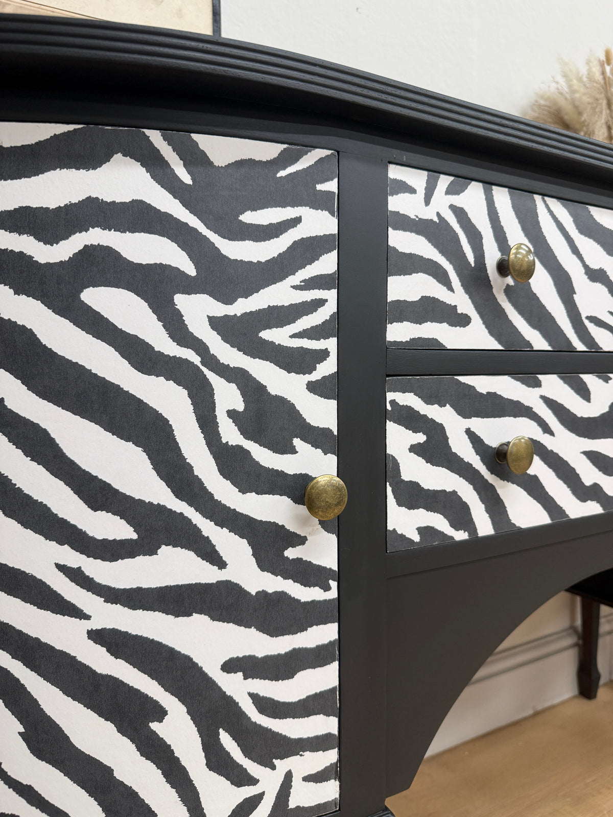 Vintage painted zebra sideboard