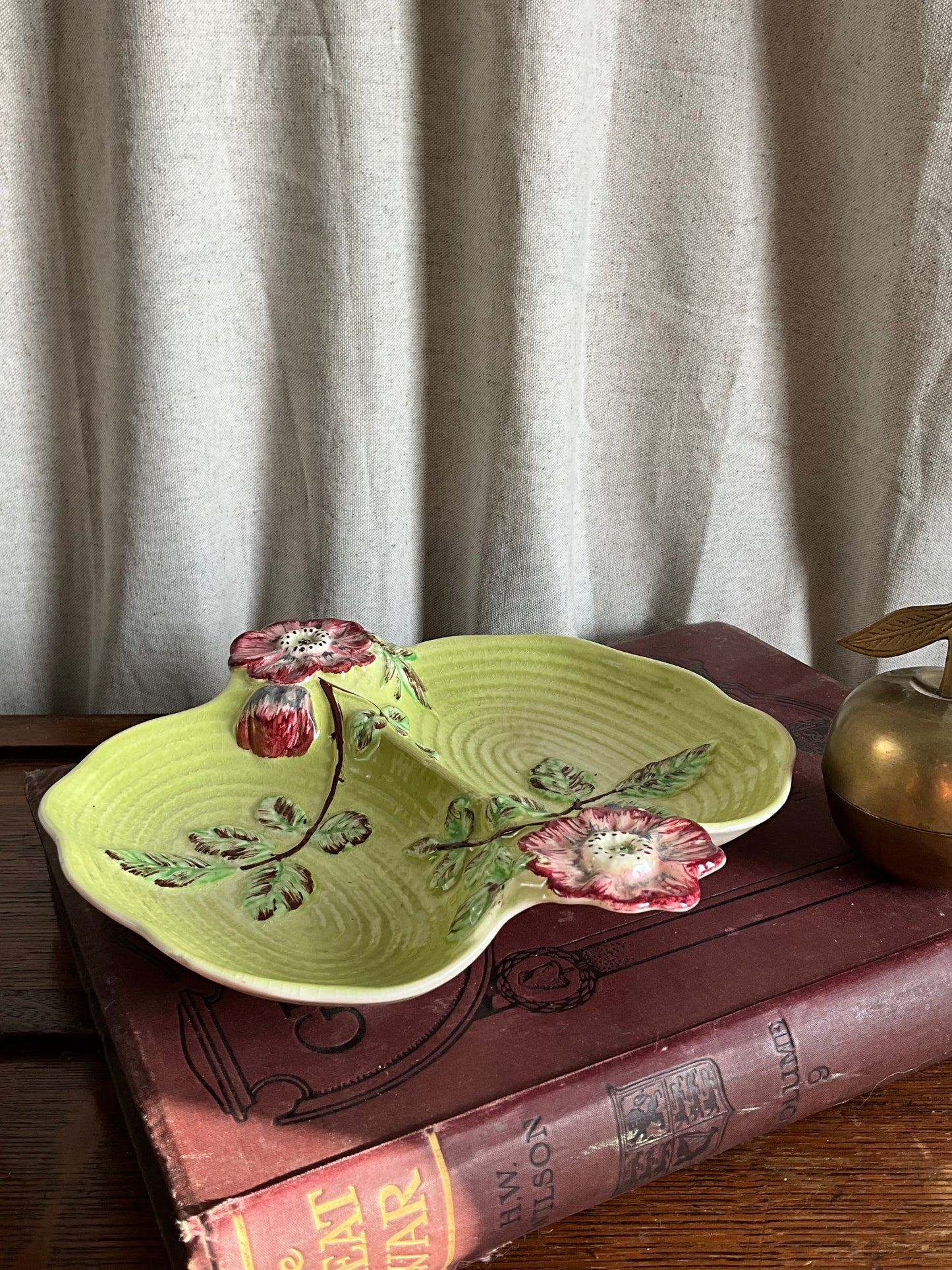 Antique Staffordshire made floral serving bowl