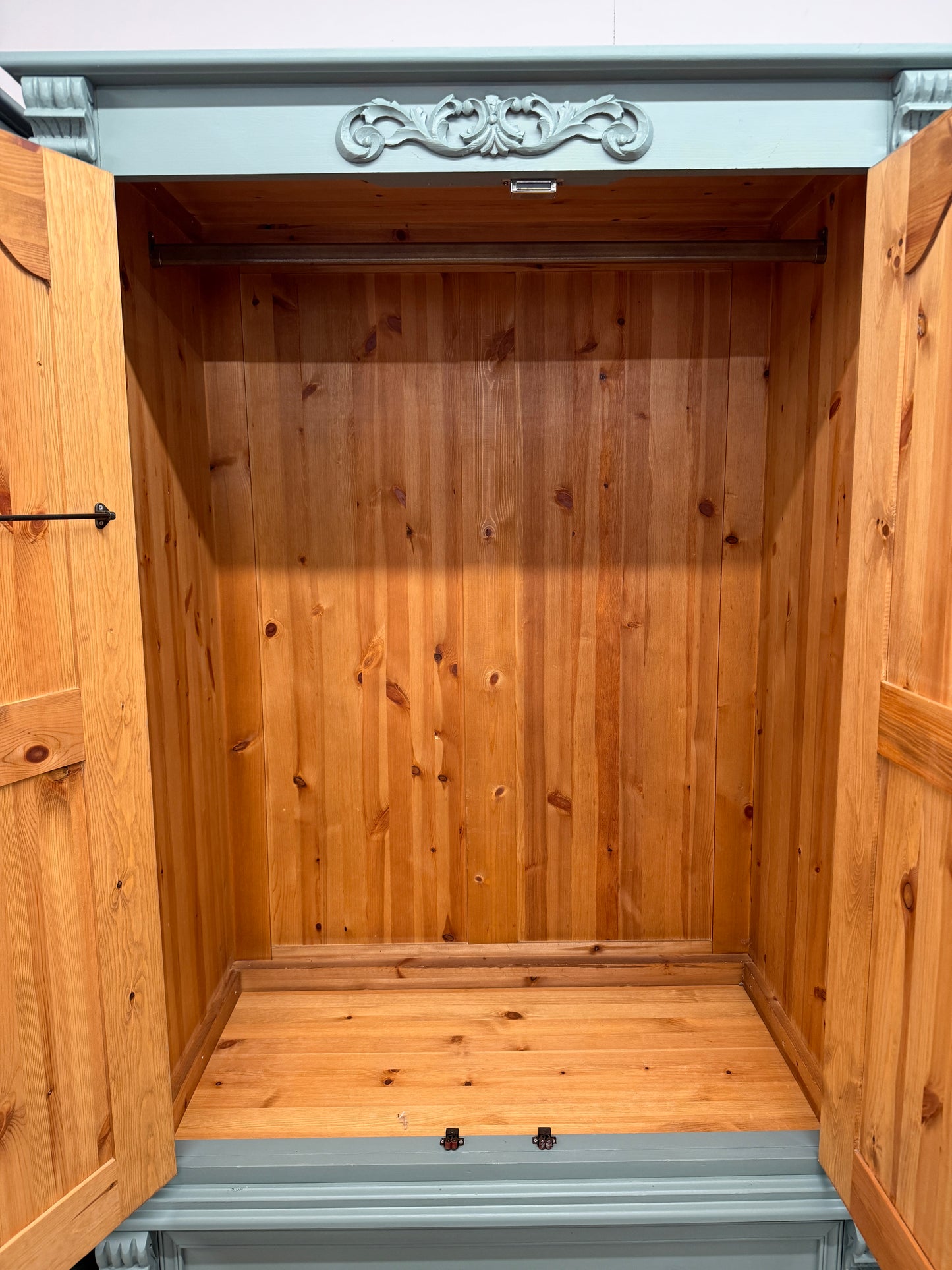Pair of solid pine wardrobes