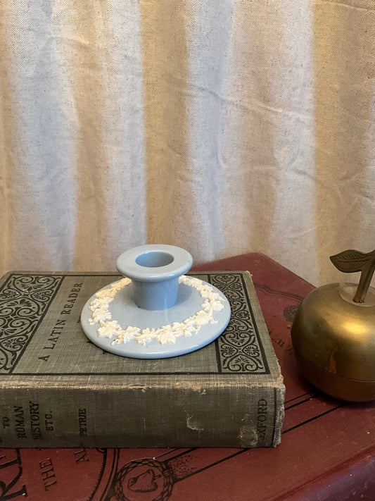 Vintage blue and white Wedgwood candlestick holder