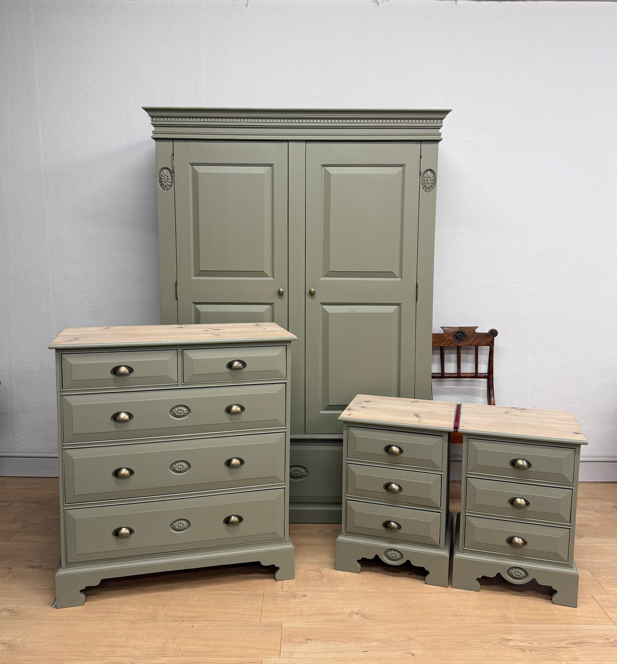Pair of solid pine painted bedside cabinets