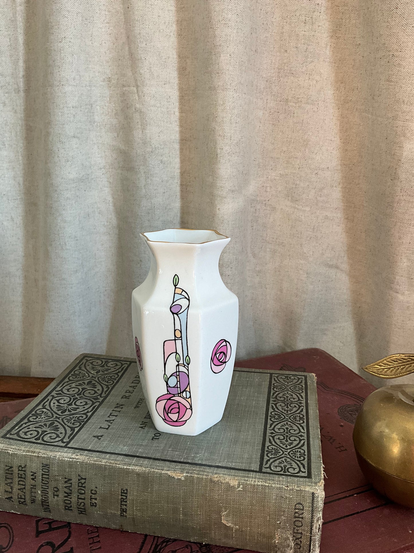 Vintage Aynsley posy vase in the Rennie Macintosh pattern