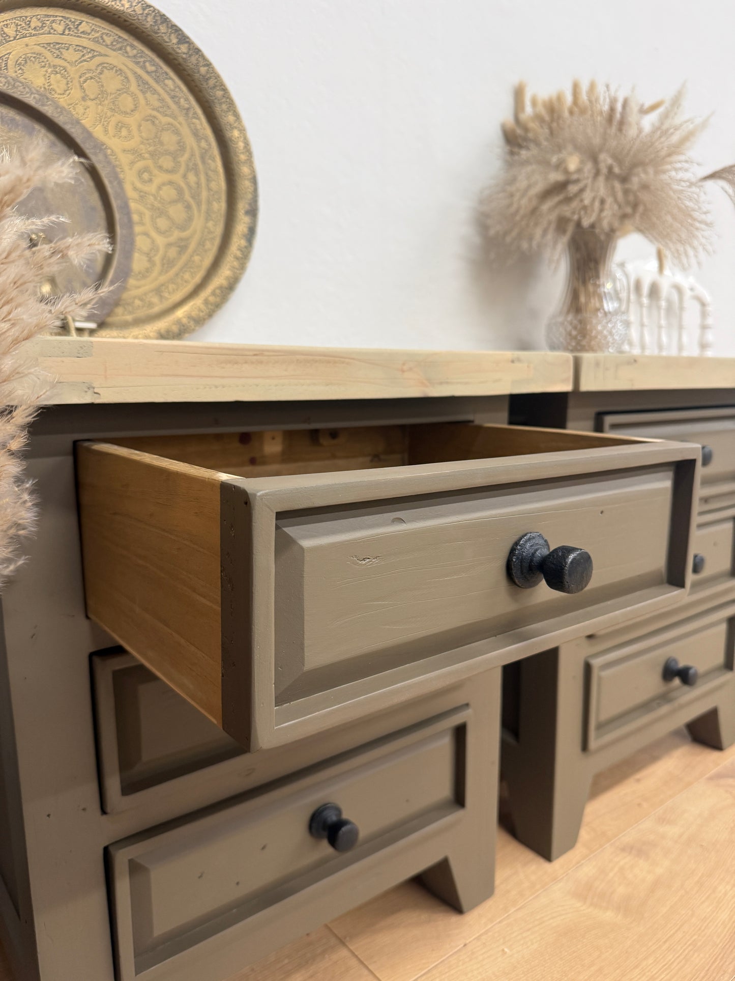 Pair of Rustic painted bedside drawers