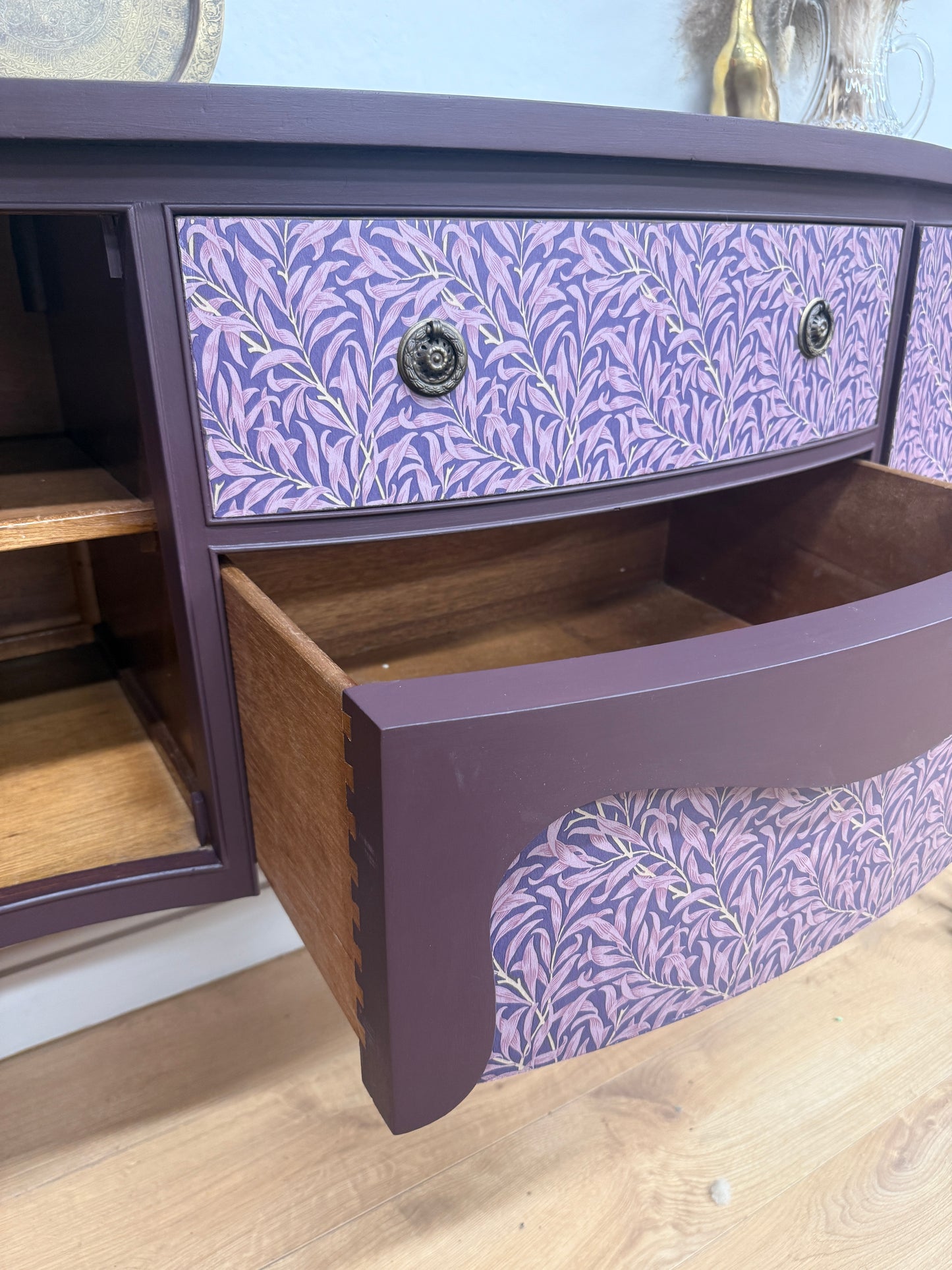 Stunning vintage wallpapered sideboard