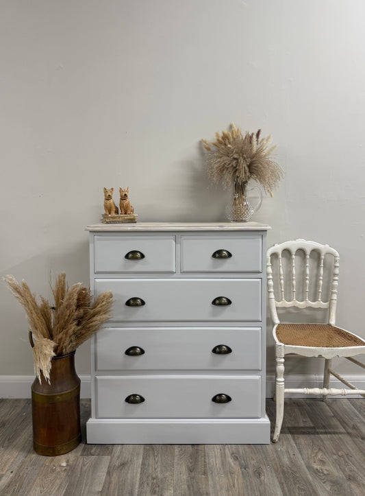 Solid Pine White Painted Chest of Drawers