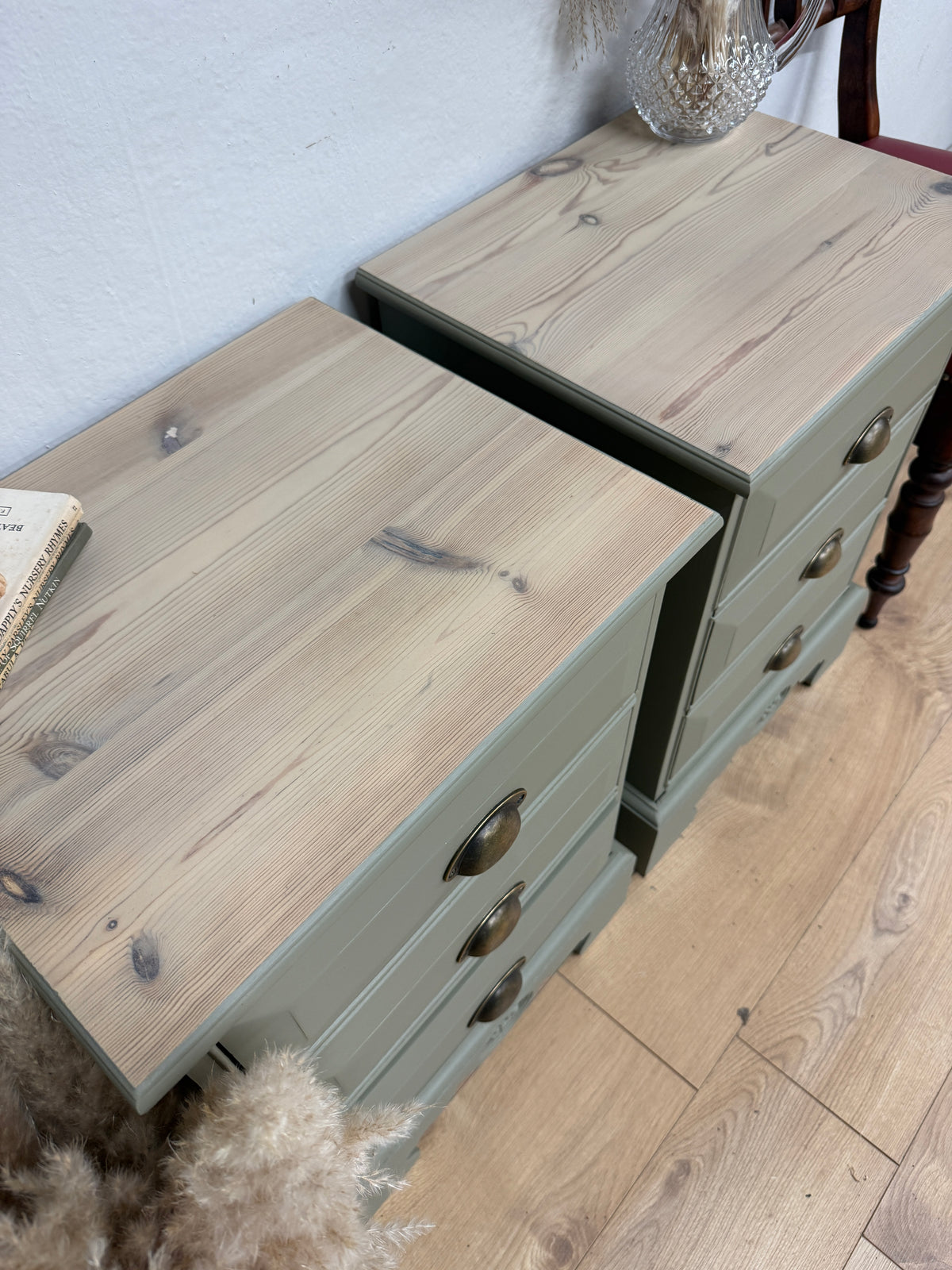 Pair of solid pine painted bedside cabinets