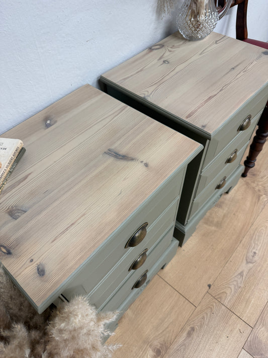 Pair of solid pine painted bedside cabinets