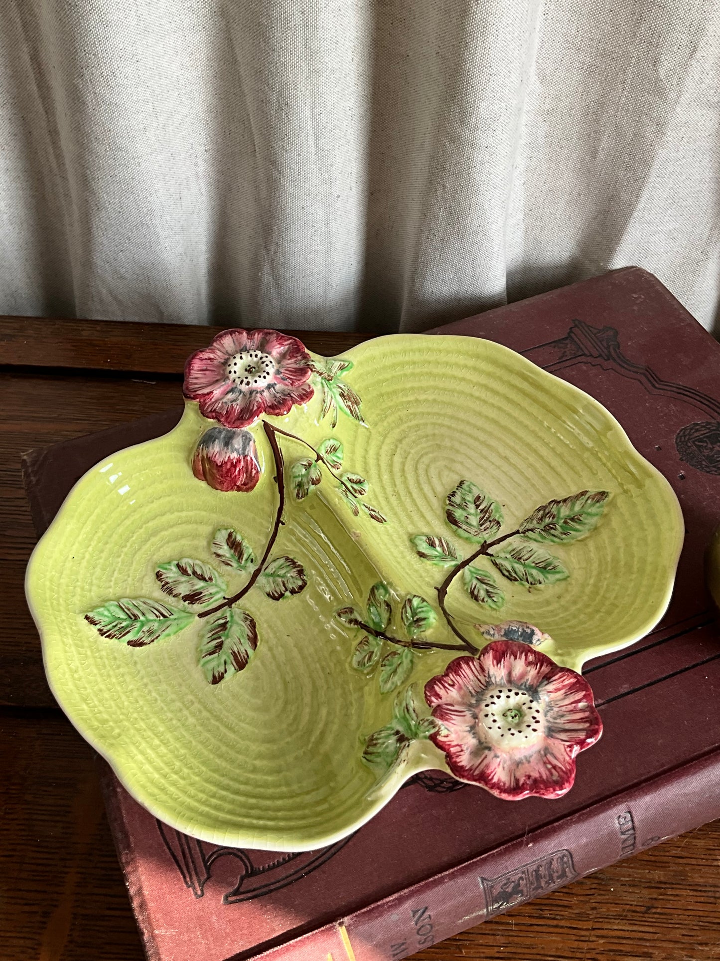 Antique Staffordshire made floral serving bowl