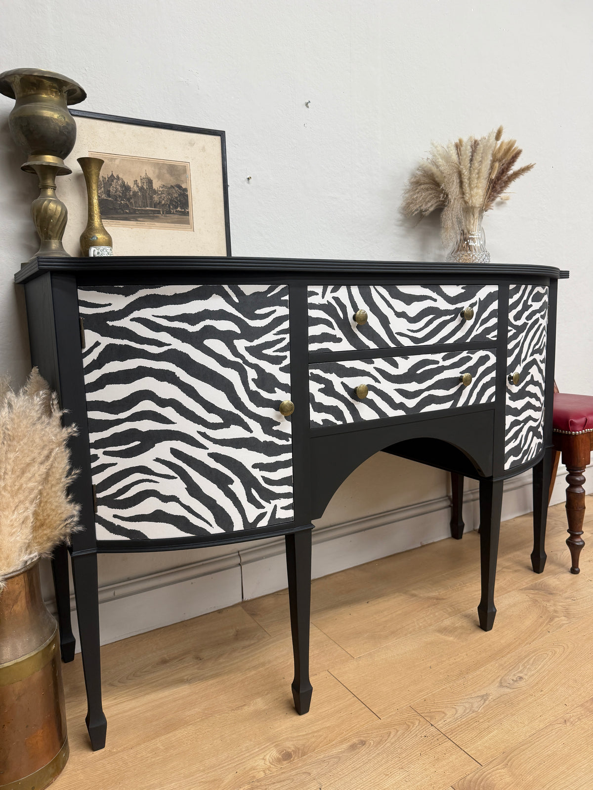 Vintage painted zebra sideboard