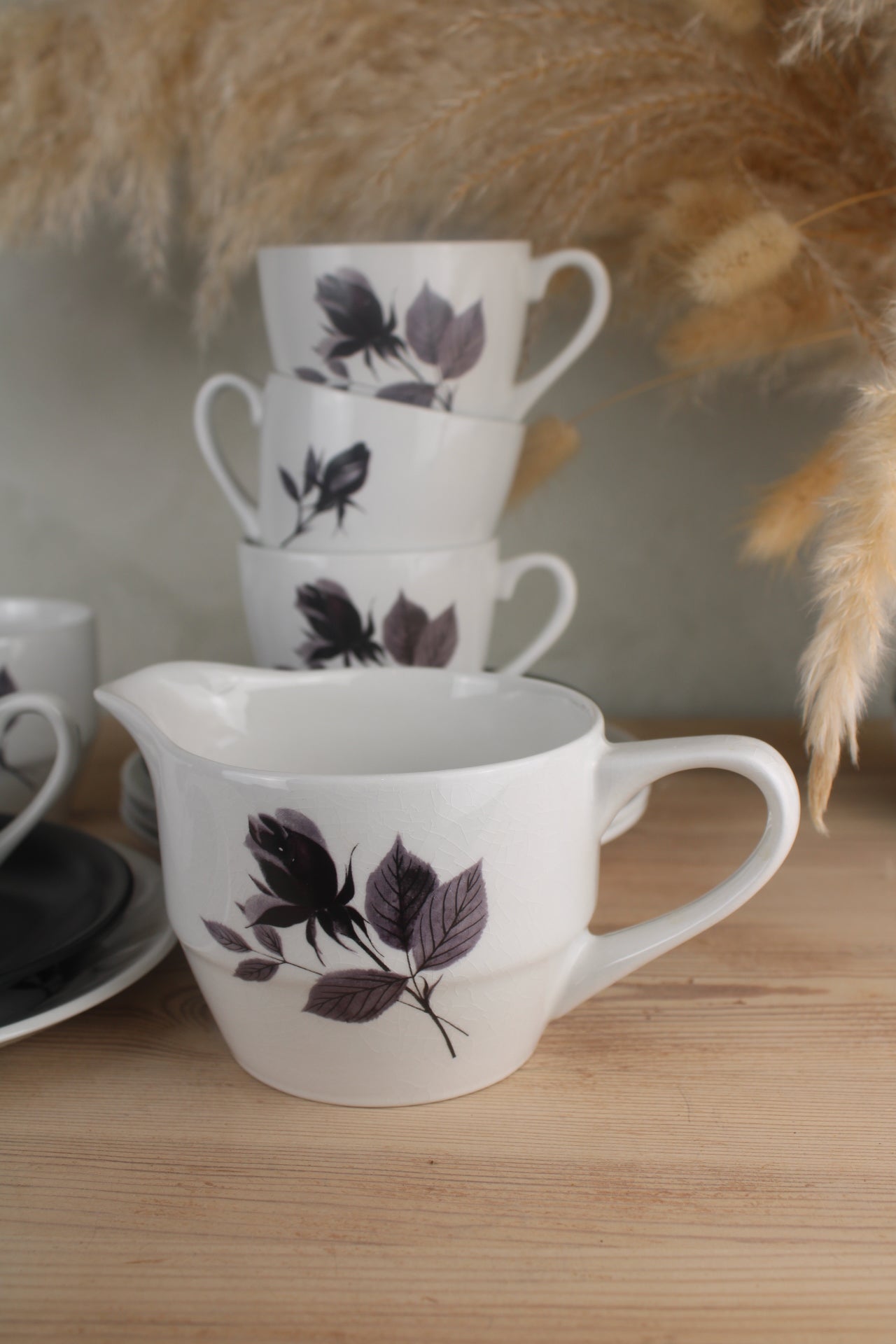 Set of 4 British Anchor ‘Romance’ Teacup Trios