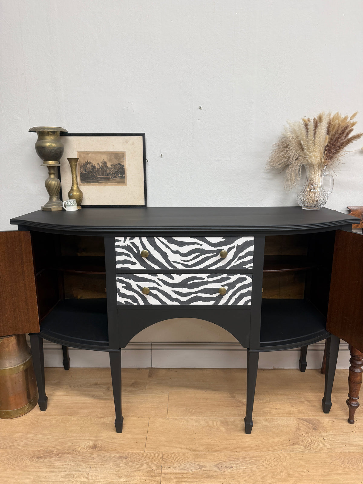 Vintage painted zebra sideboard