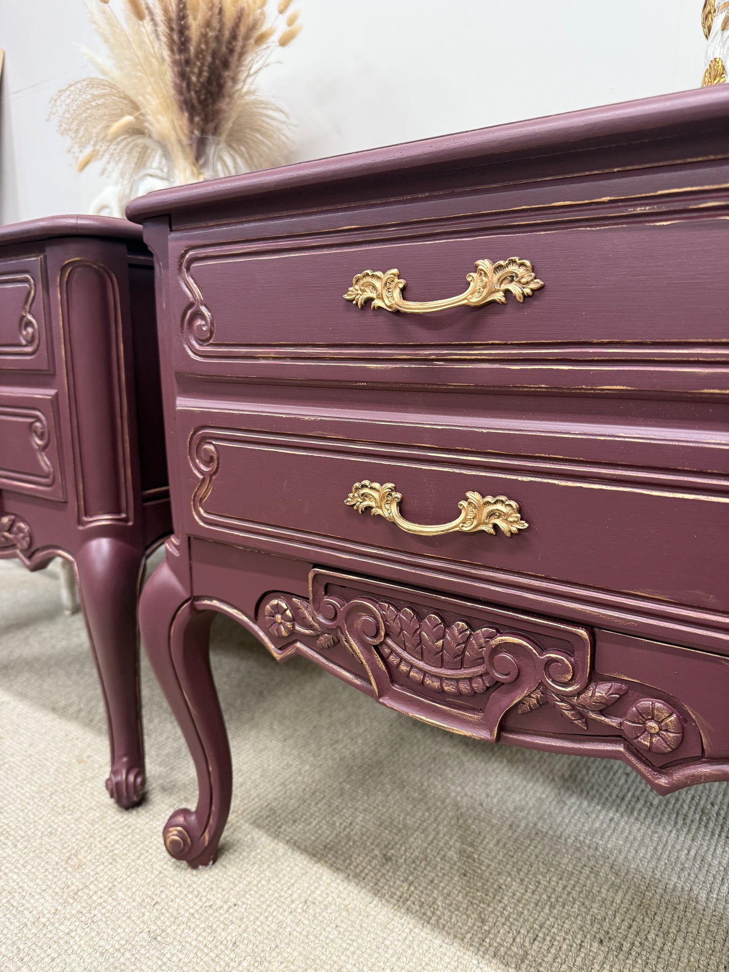 Pair of painted and gilded side tables