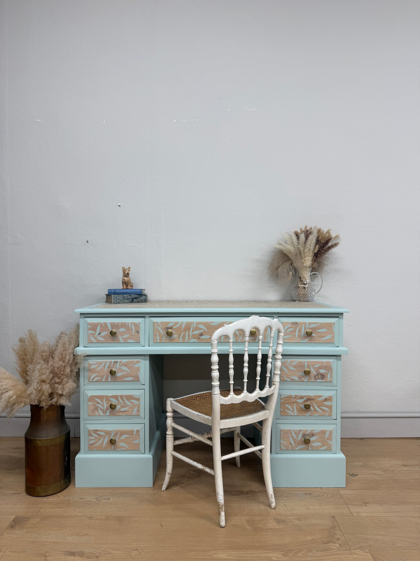 Solid pine painted and stenciled desk