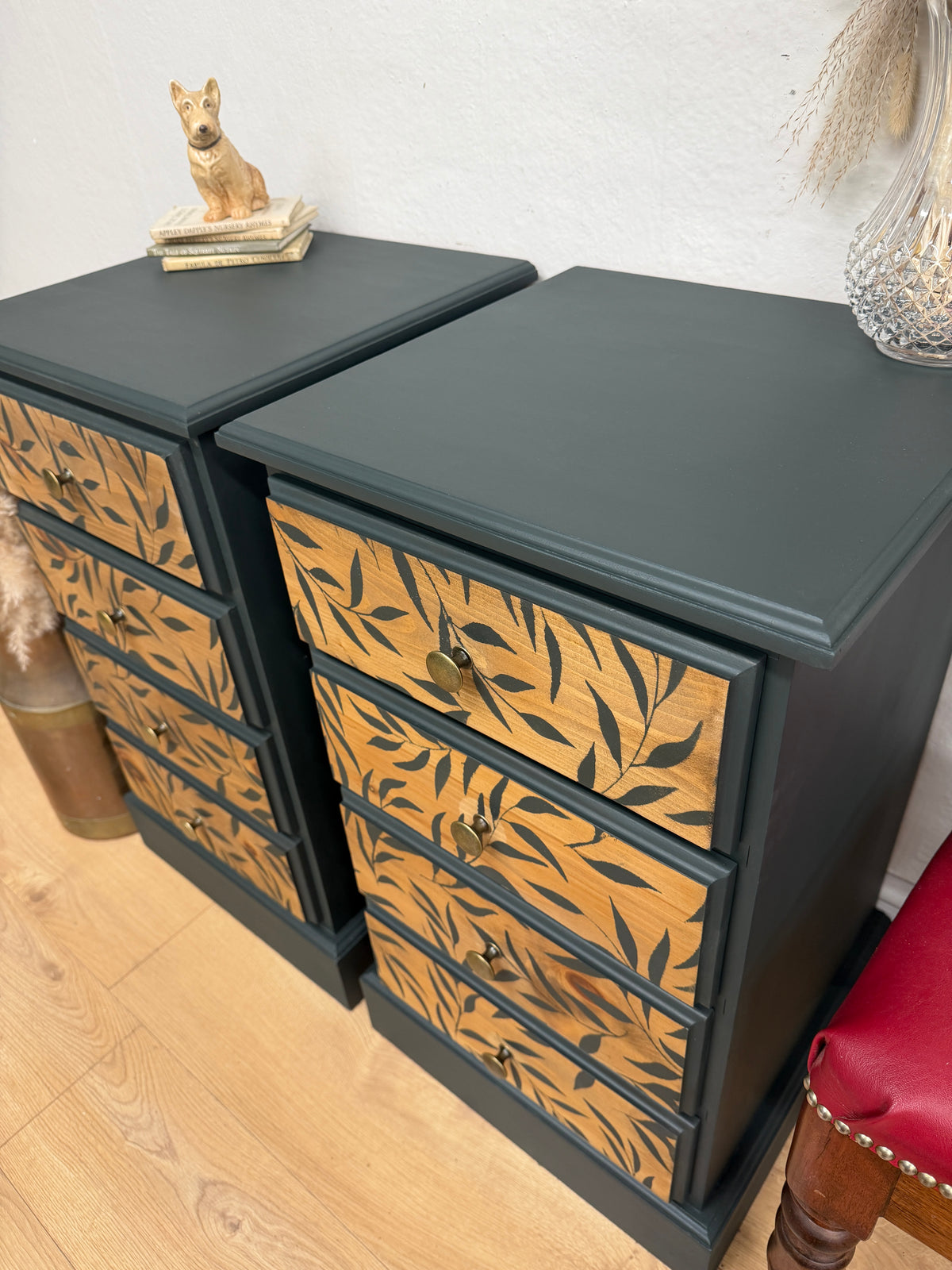 Solid pine painted bedside cabinets