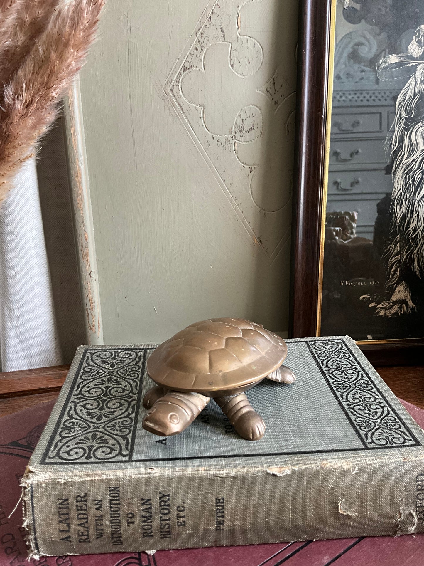 Vintage brass tortoise trinket box