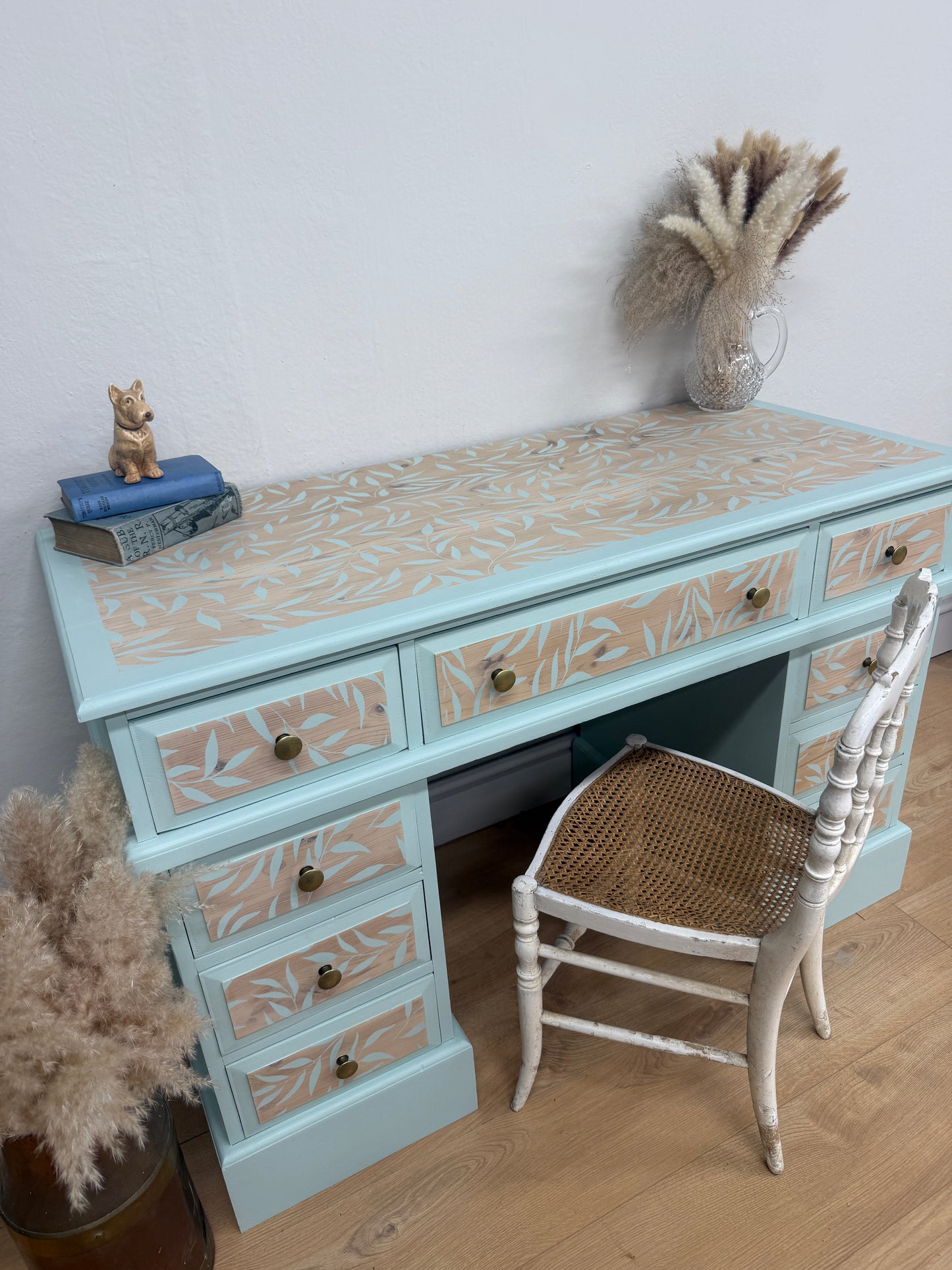 Solid pine painted and stenciled desk