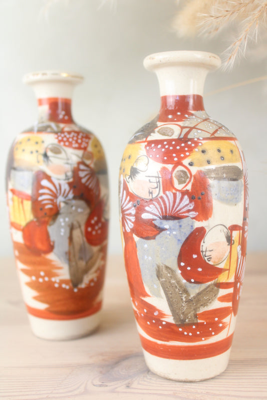 Pair of Satsuma Small Vases