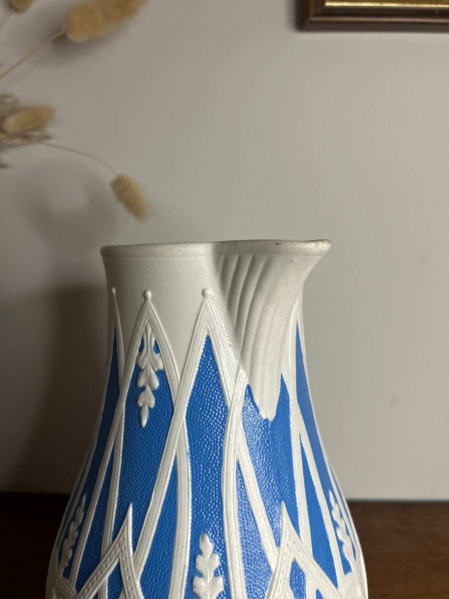 Copeland Blue and White Moulded Stoneware Jug