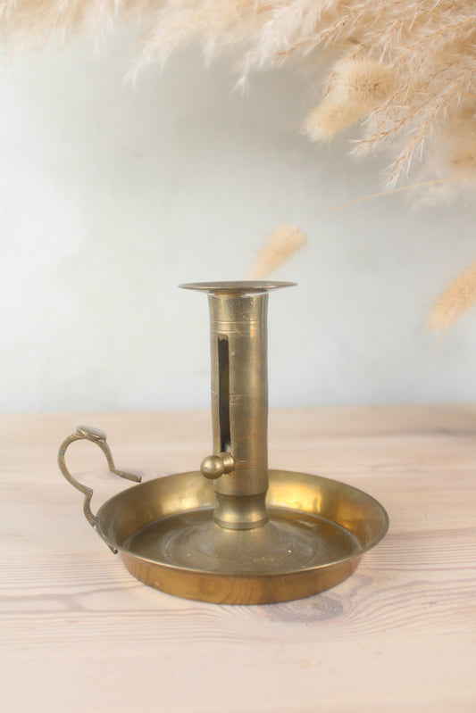 Brass Candlestick with Wax Pusher