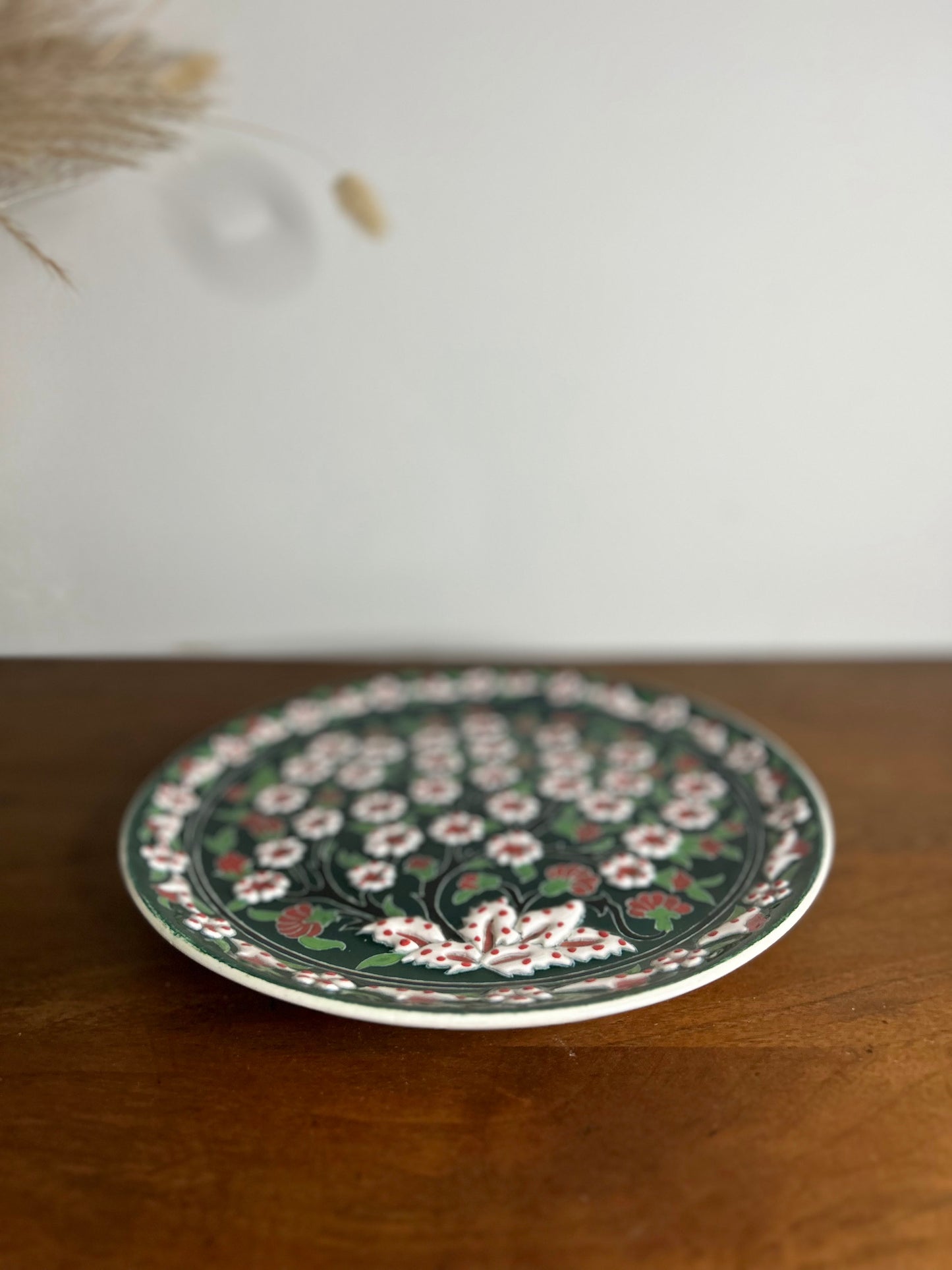 Green Flower Handmade Turkish Hanging Plate