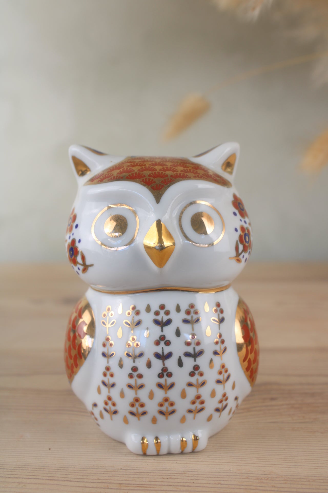 Crown Derby Style Owl Figurine