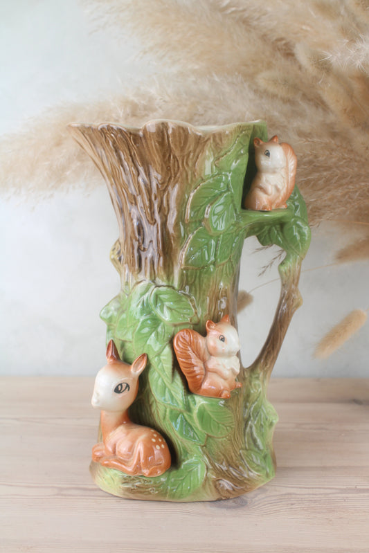 Hornsea Eastgate Fauna Large Tree Shaped Jug with Deer and Squirrels