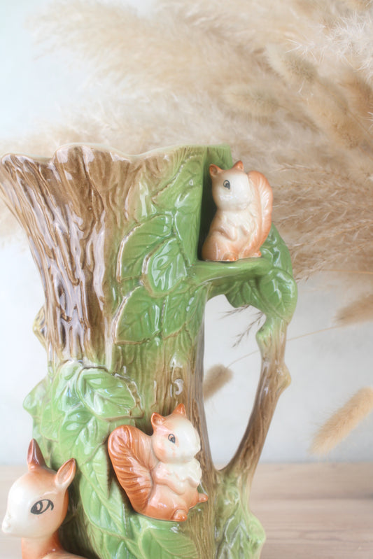 Hornsea Eastgate Fauna Large Tree Shaped Jug with Deer and Squirrels