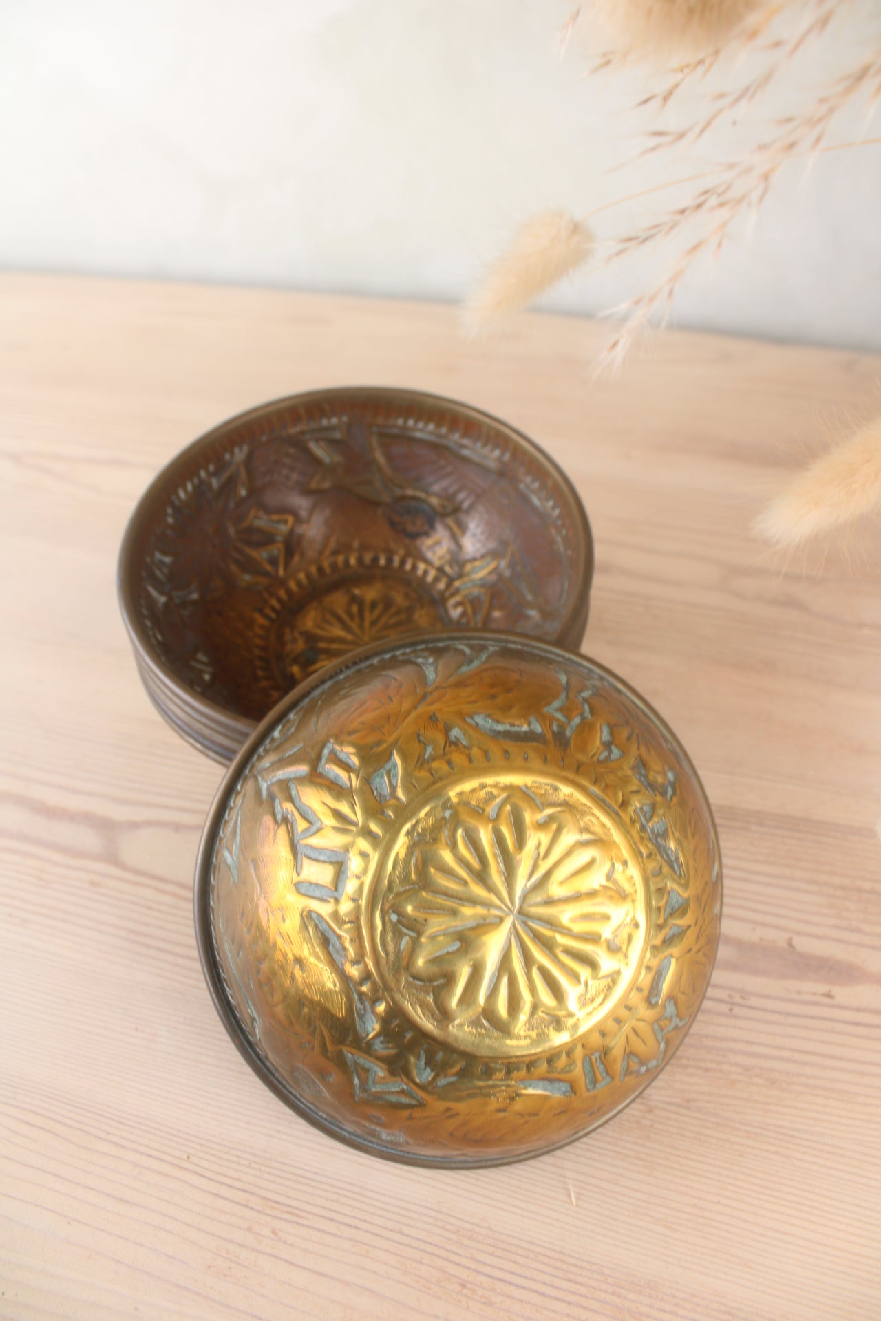 Set of 6 Pressed Brass Small Bowls