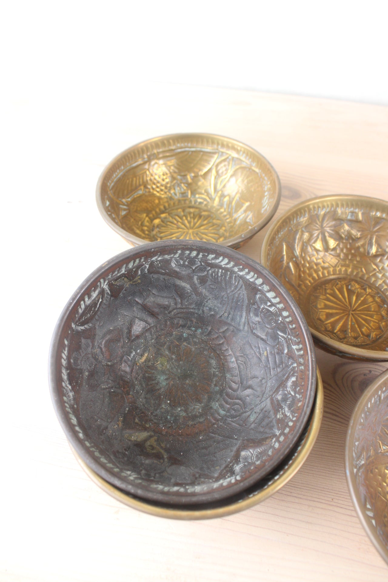Set of 6 Pressed Brass Small Bowls