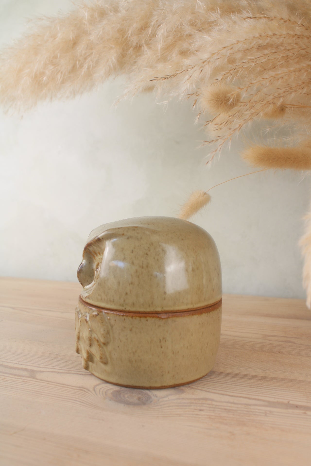 Rustic Owl Shaped Stoneware Pot