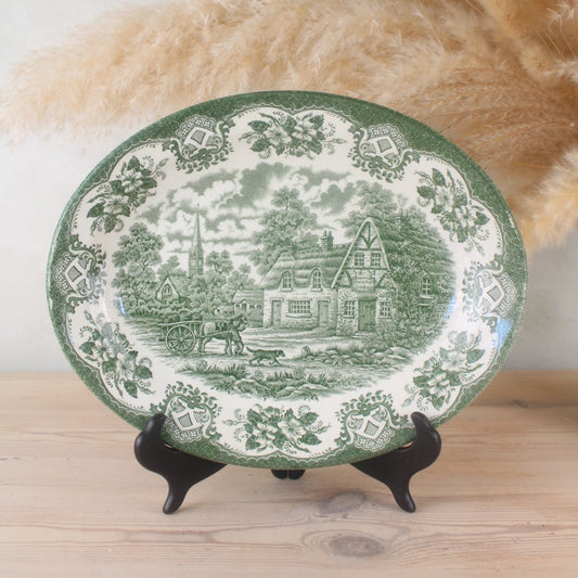 Green and White Staffordshire Platter