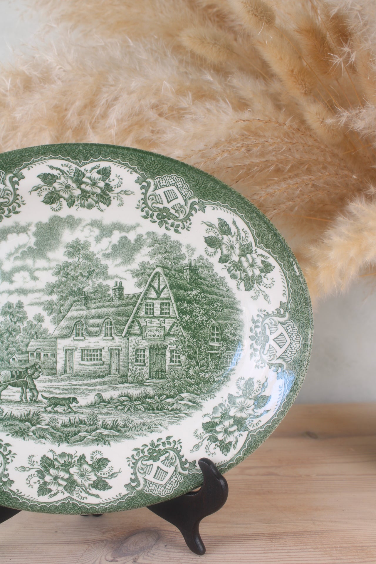 Green and White Staffordshire Platter