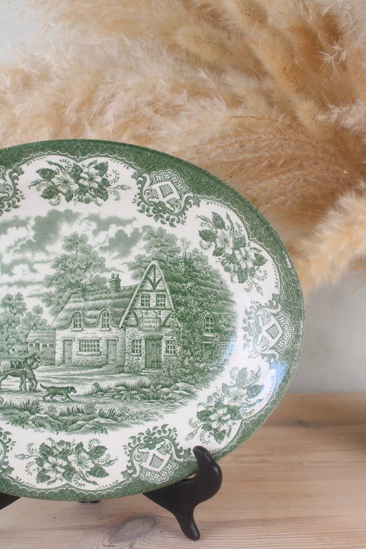 Green and White Staffordshire Platter