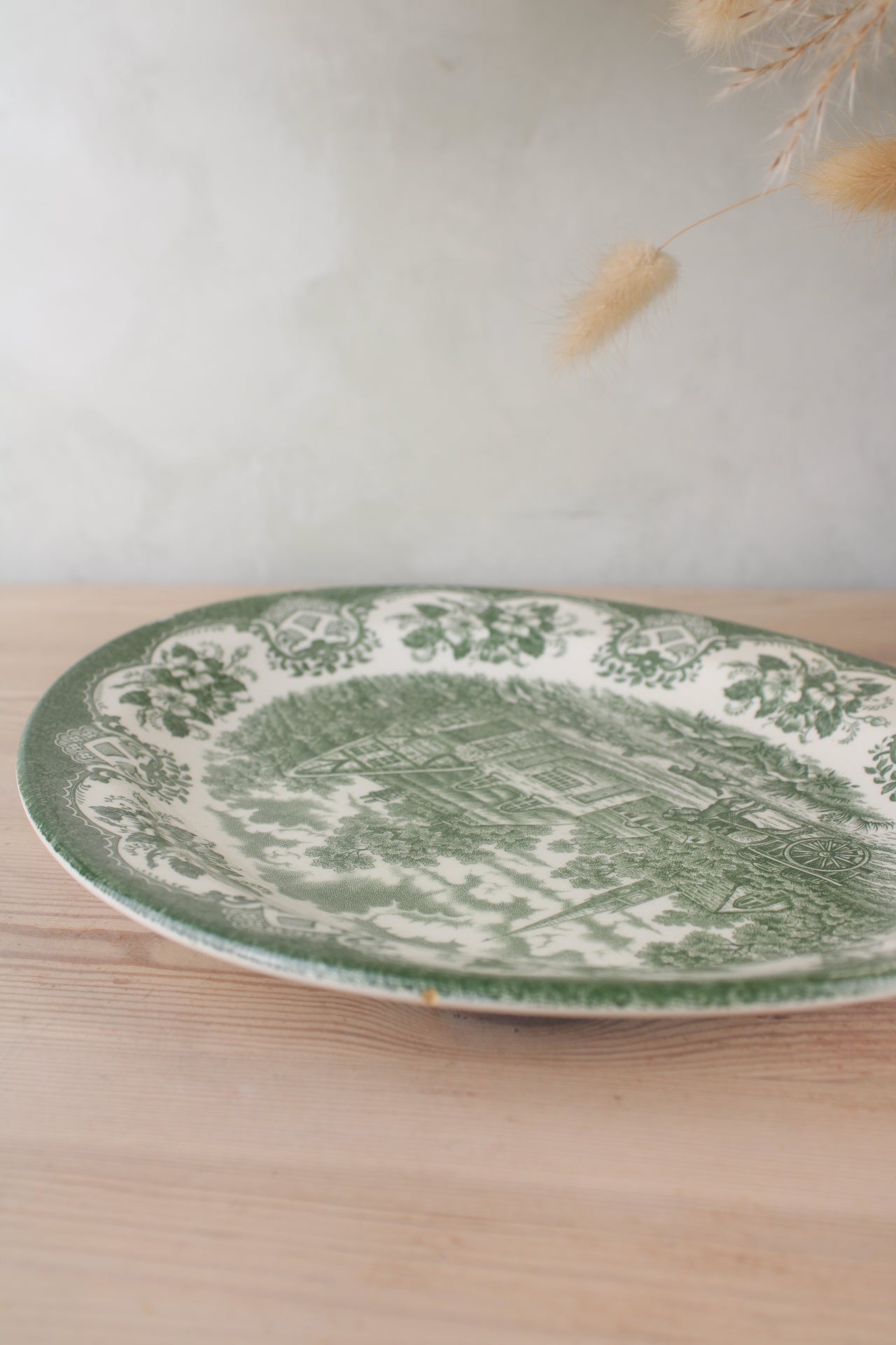 Green and White Staffordshire Platter
