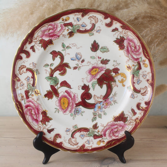 Masons Red Floral Rose Plate